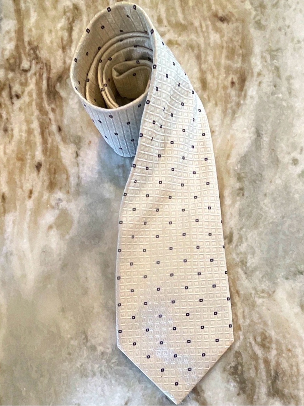 Stefano Ricci Silk Off White Black Geometric Pattern Men’s Tie